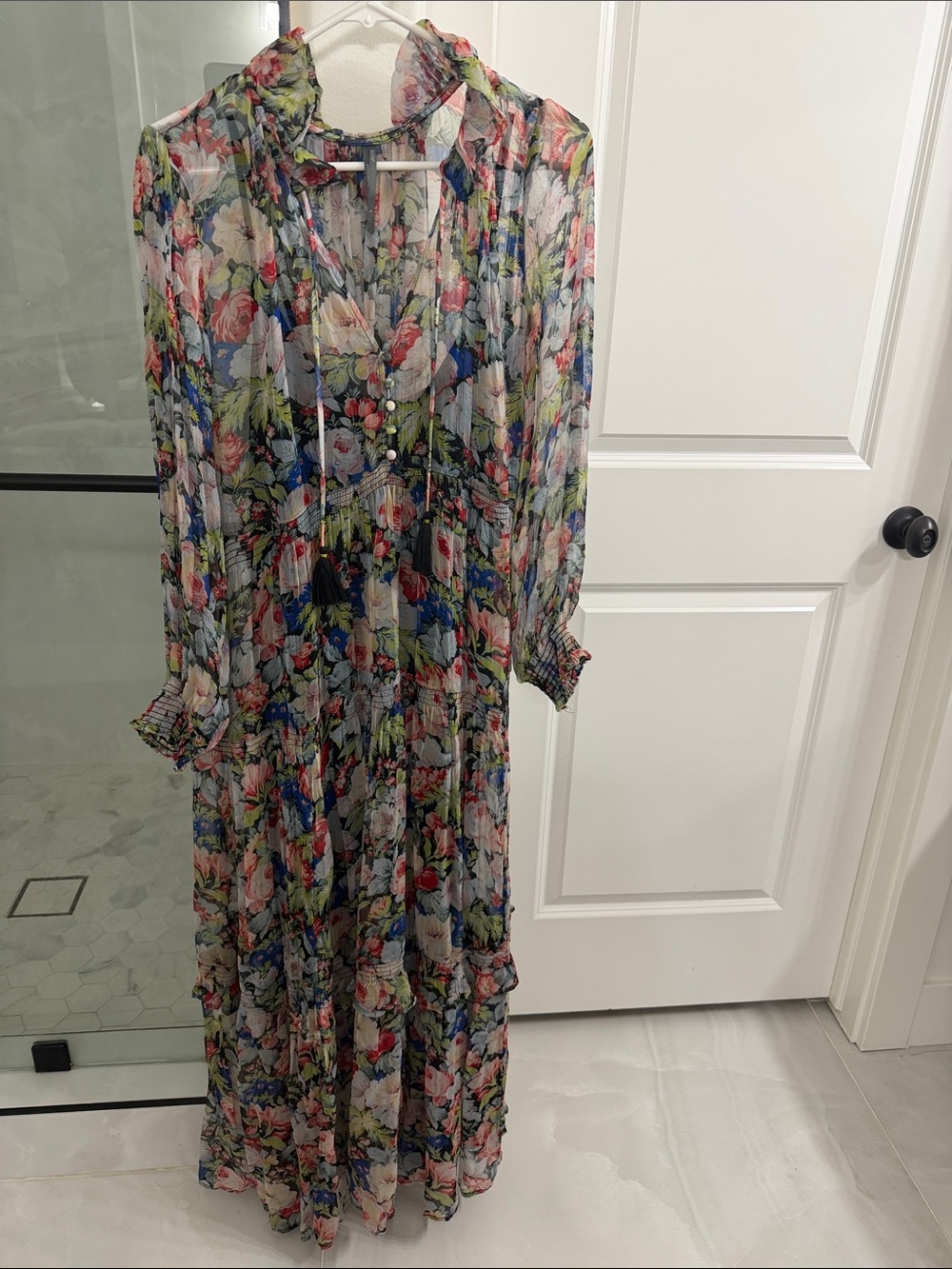 Anthropologie Sheer Floral Maxi Dress in Multi-Color